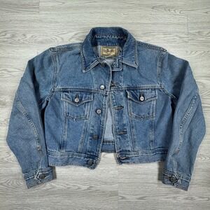 Calvin Klein Women Denim Trucker Jacket Blue Medium Vintage Made in USA Cotton‎